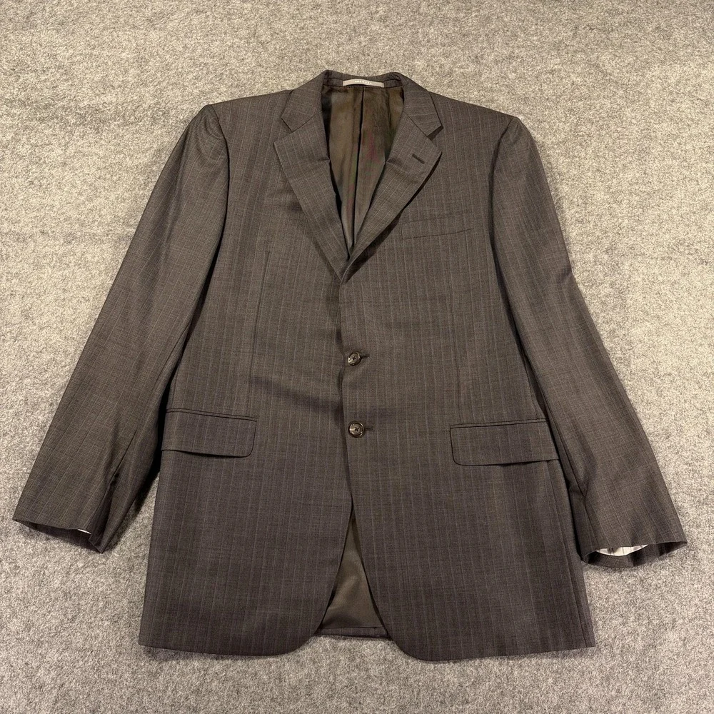 Hickey Freeman Blazer Mens 42 L Gray Pinstripe Tasmanian Super 150‎ Loro Piana